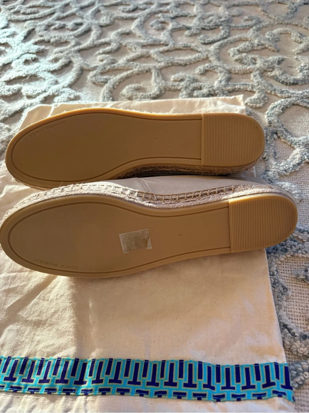 Tory Burch Women's Cream Leather Espadrille Slip-Ons
